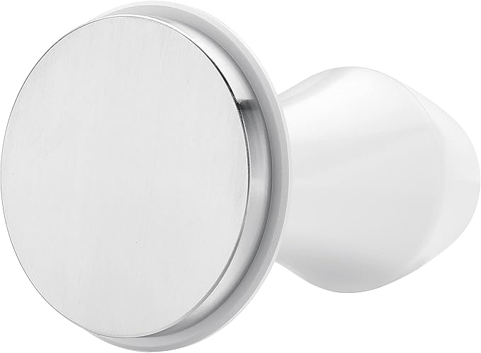 Normcore 51mm Espresso Coffee Tamper V4, Spring Loaded Tamper With Stainless Steel Flat Base, 15lb / 25lb / 30lbs Replacement Springs, Anodized Aluminum Stand, Non-stick coating White