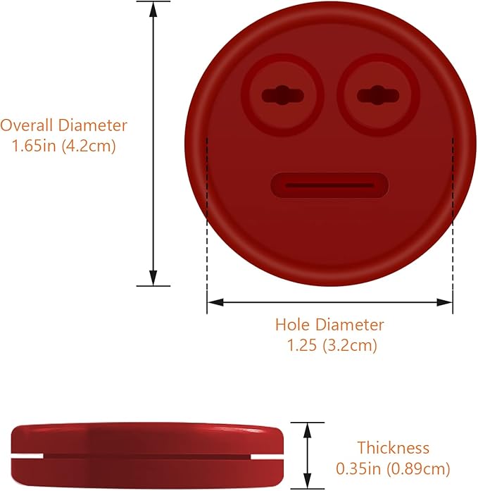 4 Pack Thermometer Meat Probe Red Grommet for Grills, Compatible with Weber 85037 Smokey Mountain Cookers Accessories, and Other Smoer DIY Thermometer Sensor Port