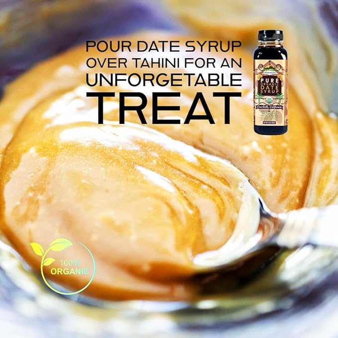 Coachella California Pure Organic Date Syrup By Julian's Valleys, 16 Ounce Squeeze Flip Cap, Gluten-free, Vegan, GMO-Free, Kosher