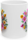 11 OZ Novelty Coffee Mugs - Christmas Gift (3-D Flower Ceramic Mug)