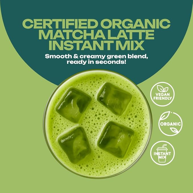 OMG Superfoods Certified Organic Matcha Latte Instant Mix 6 oz – Matcha Powder Blend | Stir & Enjoy in Seconds, USDA Organic