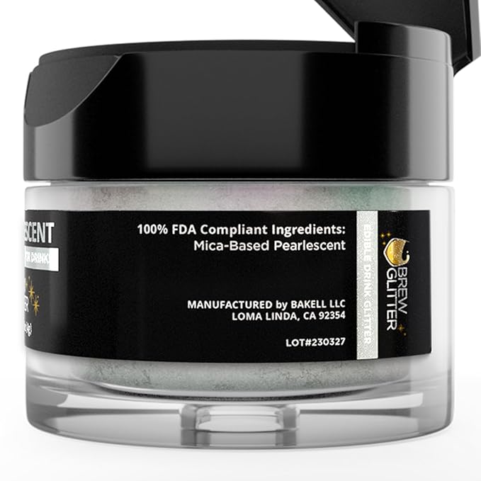 Brew Glitter Iridescent Green Edible Drink Glitter 1x 4g Jar for Cocktails, Beer, & Beverages