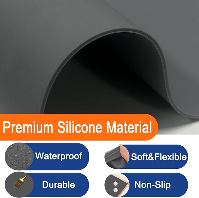 47.3''x23.6''(120cmx60cm) Extra Large Silicone Mat for Kitchen Counter, Heat Resistant Countertop Protector, Non-Slip Waterproof Kitchen Island Mat, Easy to Clean, Green