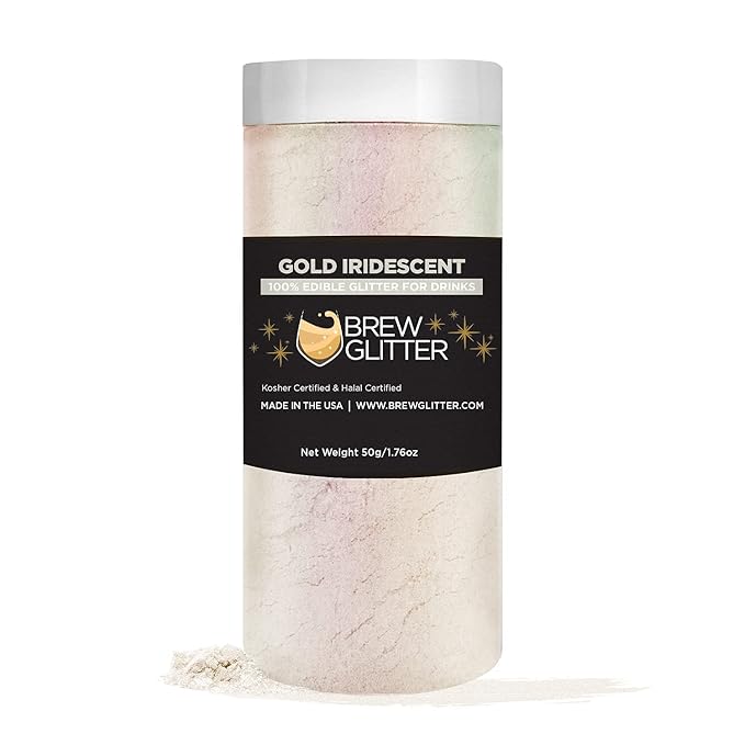 Gold Iridescent BREW GLITTER Edible Glitter For Drinks, Cocktails, Beer, Garnish Glitter & Beverages | 100% Edible & Food Grade | Vegan, Gluten, Nut Free (50g, Gold Iridescent)