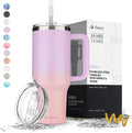 40 oz Tumbler With Handle and Straw Made of Stainless Steel - Double Wall Vacuum Insulated Tumbler With Lid - Sweat Proof Easy Grip, BPA-Free, Dishwasher Safe Tumbler (Gradient Purple)