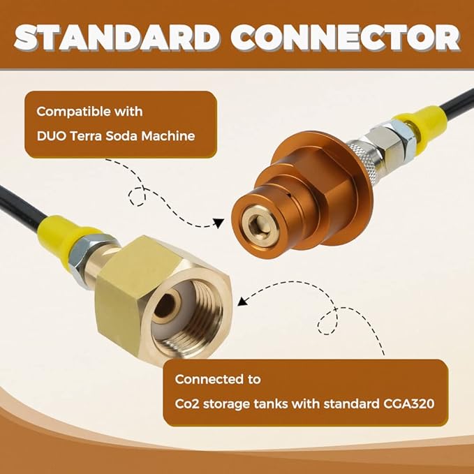 Co2 Adapter Quick Connector Hose, TEENGSE Soda DUO Machine Co2 Adapter Compatible with Terra Series