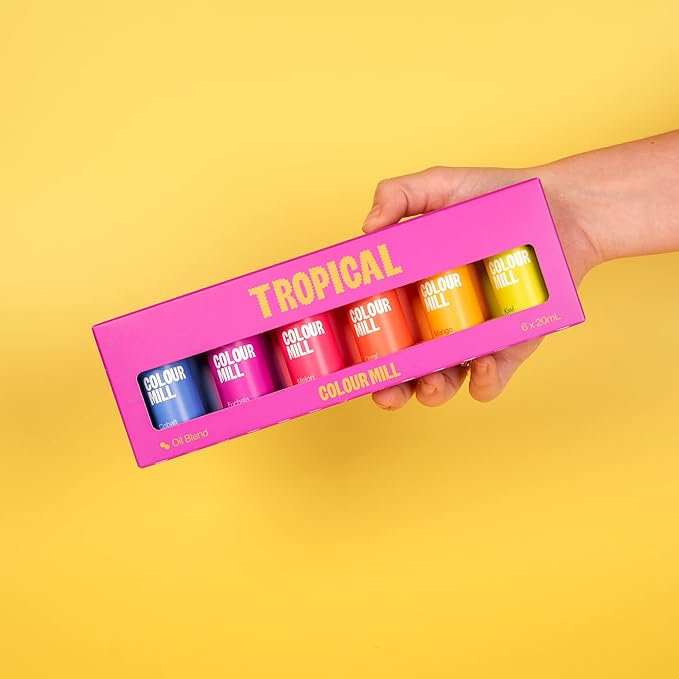 Colour Mill Oil-Based Food Coloring, Tropical Pack: 20 Milliliters Each of 6 Colors - Cobalt, Coral, Fuchsia, Kiwi, Mango and Melon