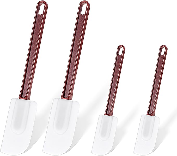Set of 4 Silicone Spatula Rubber Spatulas Heat Resistant Silicone Spatulas High Temp Commercial Silicone Spatula for Kitchen Cooking Mixing Frying Spreading Baking, Dishwasher Safe