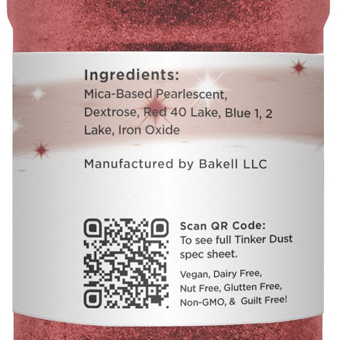 BAKELL Christmas Red Edible Glitter, 45 Grams | TINKER DUST Edible Glitter | KOSHER Certified | 100% Edible Glitter | Cakes, Cupcakes, Cake Pops, Drinks, Dessert Vegan Glitter & Dusts (45g Shaker, Christmas Red)