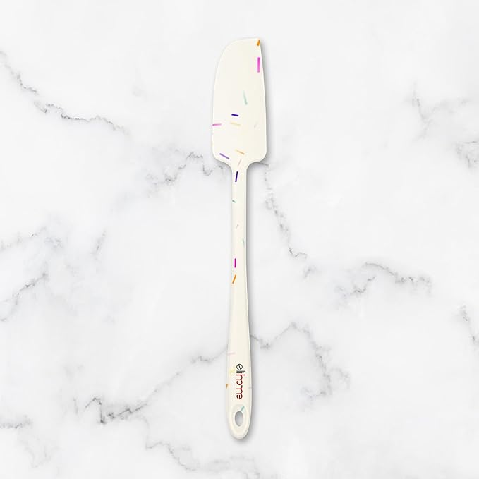 Elihome Skinny Silicone Spoonula - Non-Stick Heat Resistant Silicone Scraper Spatula for Mixing, Serving, Scraping, Stirring, and More - 11 Inch, Sprinkles
