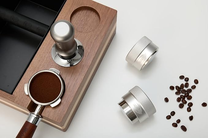 IKAPE Coffee Products, 58MM Coffee Distributor, Gravity Adaptive Espresso Distributor Fits All 58.35MM Espresso Portafilter, Compatible with 58.35MM Rancilio Bottomless Portafilter (Silver)