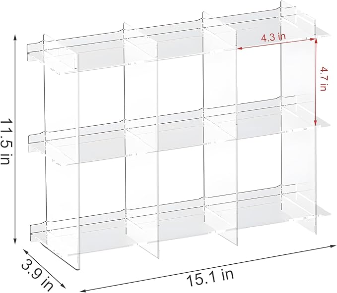 Cup Rack, Acrylic 3-Layer 3-Grid Storage Rack, Stanley Cup Mug Coffee Cup Storage DisplayRack, Kitchen, Office, Home Coffee Bar Storage Rack - Transparent