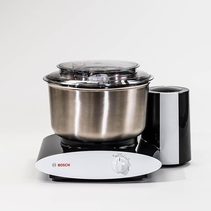 Bosch Universal Plus Stand Mixer with Stainless Steel Bowl with NutriMill Dough Hook Extender Bundle- Black 500 Watt