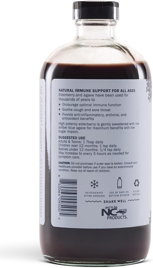 Elderberry Syrup with Blue Agave | Immune Support | USDA Organic Certified | Non-GMO | Vegan | Gluten-Free (16 oz)
