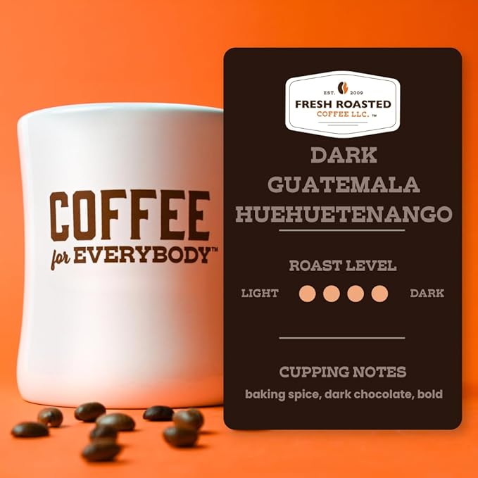 Fresh Roasted Coffee, Dark Guatemala Huehuetenango | 2 lb (32 oz) | Single Origin | Dark Roast | Kosher | Whole Bean