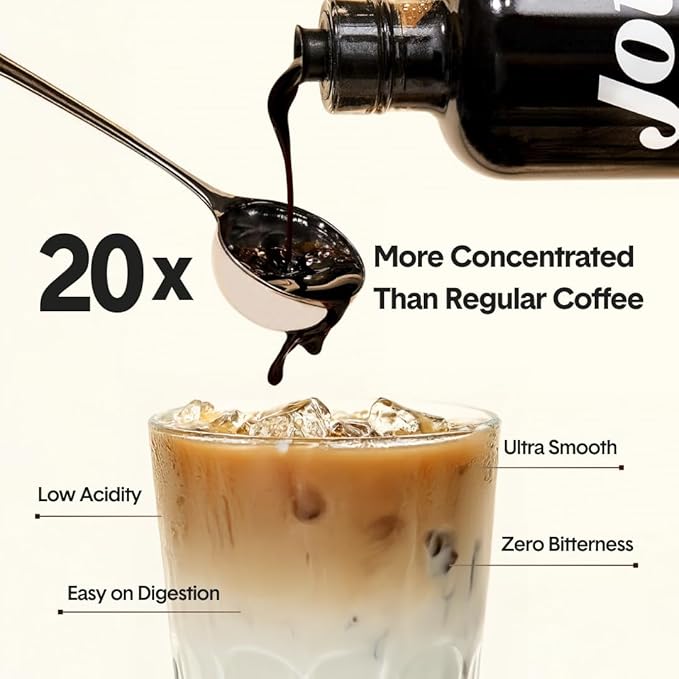 Jot Coffee Concentrate (Original) High Caffeine Cold Brew Coffee Concentrate Liquid for Iced Coffees, Instant Espresso, Hot or Cold Instant Coffees - Makes 14 Cups, 150mg Caffeine/Tbsp, Sugar Free