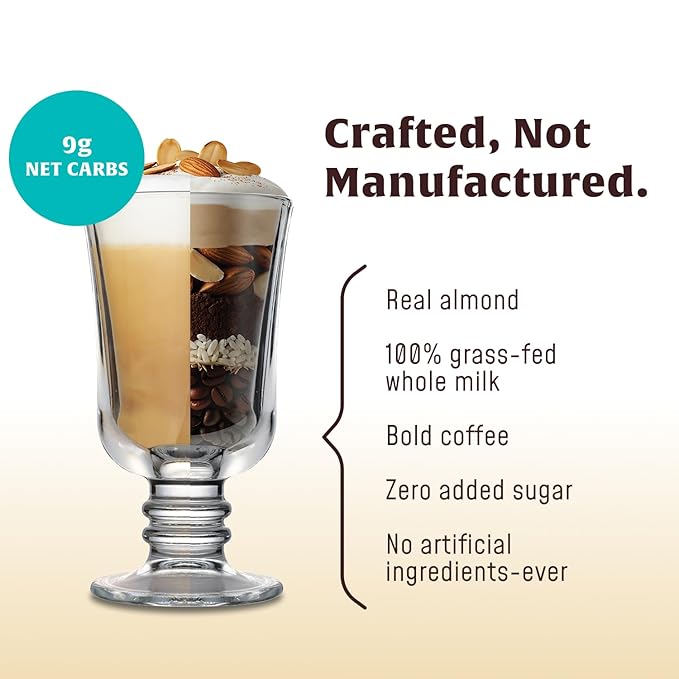 FlavCity Café Sweet Almond Latte - Flavored Instant Coffee Powder Mix with Grass-Fed Whole Milk & Real Almond - Instant Latte Made from Real Ingredients - All In One, Just Add Water (20 Servings)