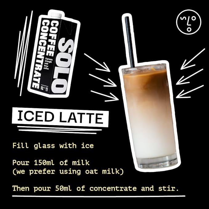 SOLO Cold Brew Coffee Concentrate - Colombian & Brazilian Arabica Blend - Ready-to-Drink Espresso Base for Iced Coffee, Lattes, and Cocktails - 20 Servings per Carton - 32 fl oz Shelf-Stable Carton