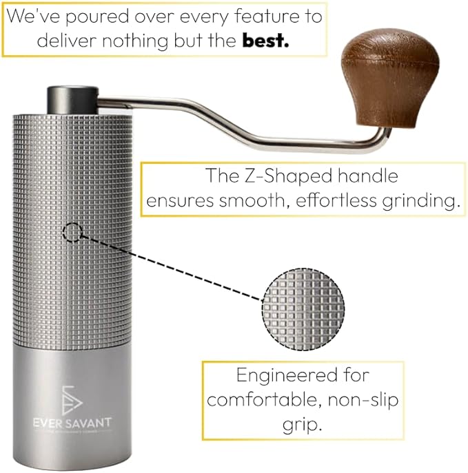 Manual Coffee Grinder - Conical Stainless Steel Burr - 25 Setting Adjustable Grind - Espresso, Drip, French Press-Home/Office/Travel Handheld Portable Coffee Bean Grinder - 25g Capacity