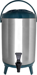 Stainless Steel Insulated Beverage Dispenser – Insulated Thermal Hot and Cold Coffee Carafe – 10 Liter Drink Dispenser with Spigot for Hot Water, Tea & Coffee, Cold Milk, Juice & More Teal