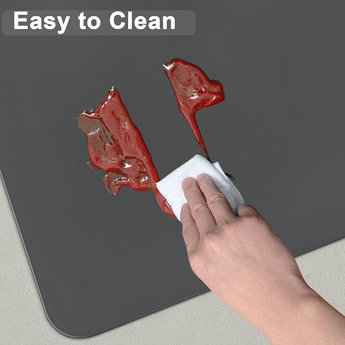 23.6"x15.7" Silicone Mats for Kitchen Counter, Non-Slip Heat Resistant Countertop Protector, Waterproof Silicone Craft Mat for Kitchen Island, Semitransparent