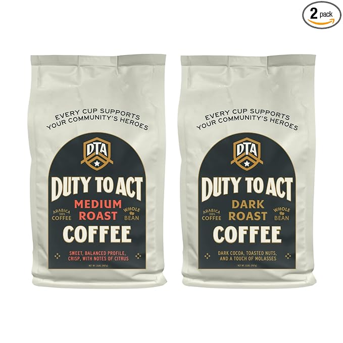 Duty to Act Medium Roast & Dark Roast Whole Bean Coffee, 2 lb. (Variety Pack)