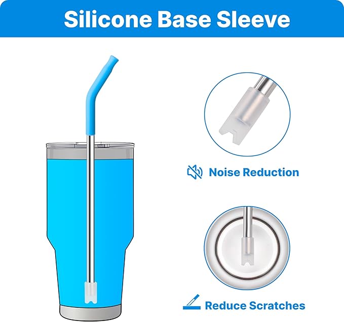 Stainless Steel Straws for 30 oz YETI Tumbler, 4 Pcs Metal Straws Reusable with Silicone Tip for 30 oz 35 oz YETI Cup(Color 1)