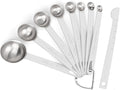 Upgrade 9 PCS Stainless Steel Measuring Spoons Set, Small Tablespoon, Teaspoons, Set 8 with Bonus Leveler for Dry and Liquid, Fits in Spice Jars, 1/32 1/16 1/8 1/4 1/2 1 tsp, 1/2 1 tbsp