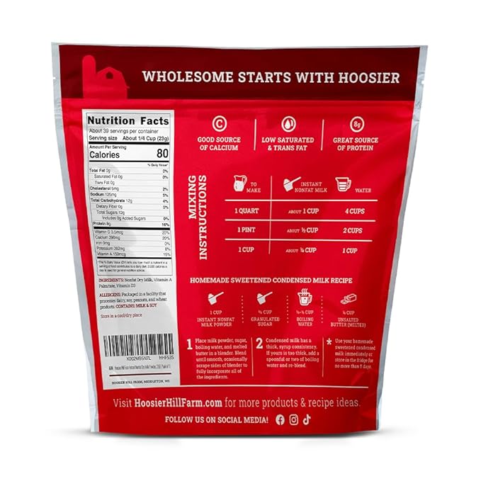 Hoosier Hill Farm Instant Nonfat Dry Milk Powder, 2LB (Pack of 1)