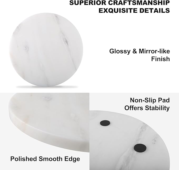 Koville African Natural Marble Cutting Board for Kitchen, 11inch Round Hand Crafted Marble Slab for Cheese, Charcuterie, Pastry Board - Wedding Gift, House Warming Gift(Namib Fantasy)