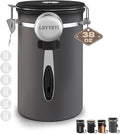 38oz Airtight Coffee Canister,Stainless Steel Coffee Bean Storage Container with Scoop Date Tracker & CO2 Release Valve for Beans, Grounds and more- Gray