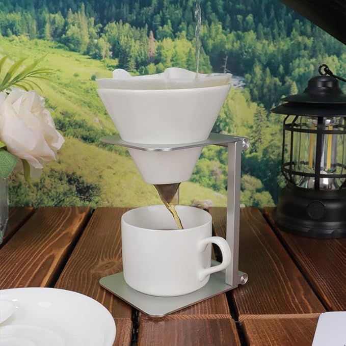 Pour over Dripper Stand,Portable &Foldable Espresso Machine Stand,Office coffee stand with base,Suitable for office,home,camping