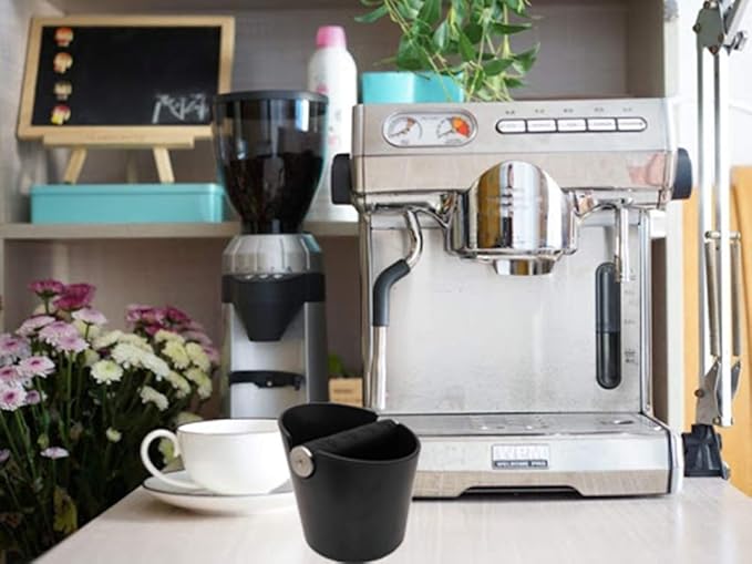 Coffee Knock Box, 4.8in Barista Style Espresso Grounds Knock Box with Removable Heavy-Duty Metal Knock Bar and Shock- Absorbent Durable and Non-Slip Base for Espresso Maker Accessories, Easy to Clean