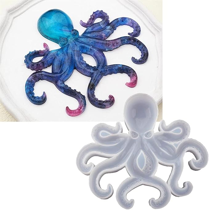 Octopus Resin Mold, Gasusen 3D Large Sea Animals Octopus Silicone Molds for Epoxy Resin Casting, Wall Hanging Ornaments, Home Decor, Halloween Christmas Gifts, DIY Craft