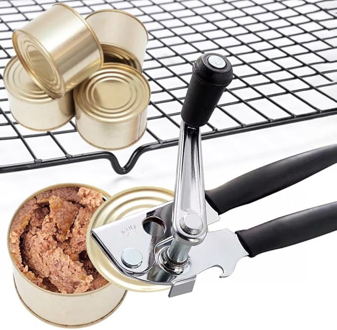 Crank Can Openers Manual,Heavy Duty Commercial Can Opener with Rubber-coated Long Handles