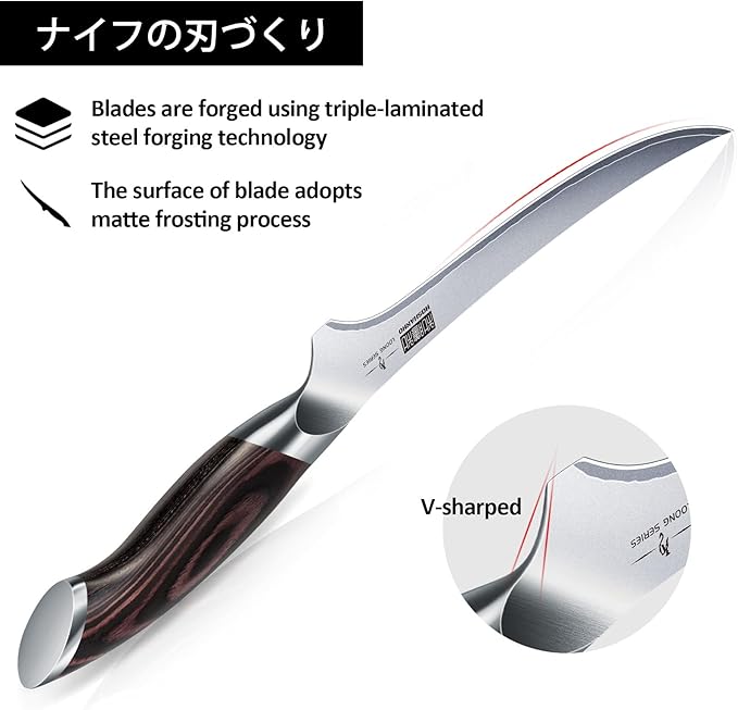 Fillet Knife 9 Inch, Super Sharp Boning Knife in High Carbon Stainless Steel, Professional Japanese Fish Knives for Meat Poultry Cutting