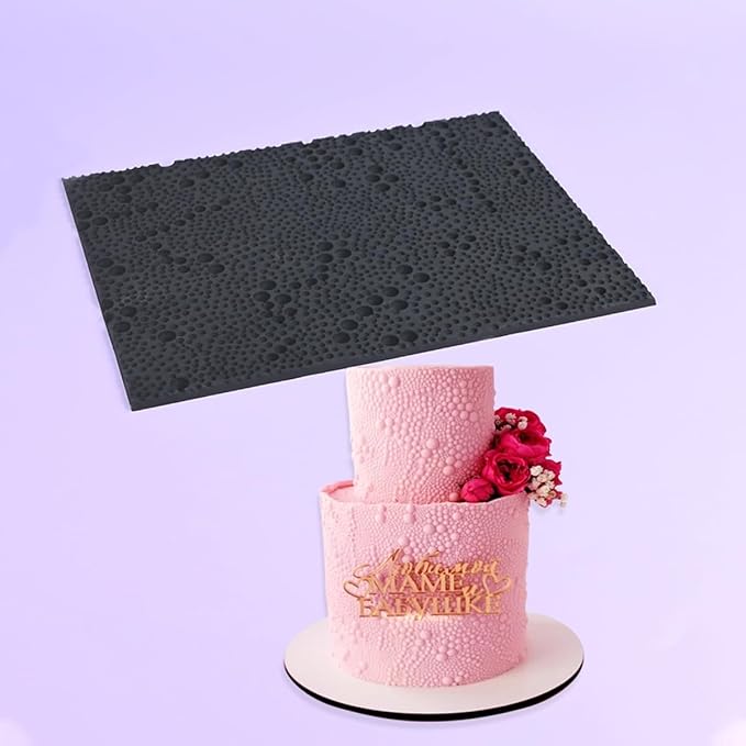 mostsom Silicone Fondant Lace Mold Cake Decorating Stencil with Pearl Pattern - Flexible Baking Mat for Cookies, Cupcakes, Chocolate - Reusable Pastry & Candy Making Tool (D_ Pearl)