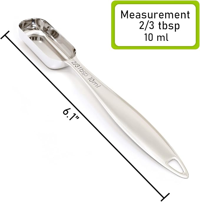 2PCS 2/3Tablespoon (2tsp, 10ml) Single Measuring Spoon, Individual Stainless Steel Long Handle Measure Teaspoon Only