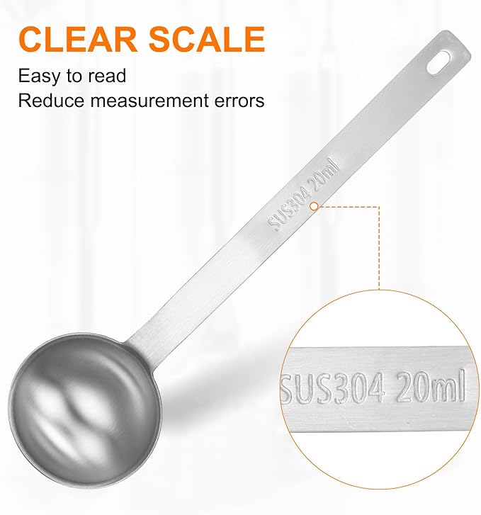 HARFINGTON Single Measuring Spoon 4tsp (1-1/3tbsp, 20ml) Teaspoon/Tablespoon 304 Stainless Steel Single Tiny Square Bowl Measuring Spoon Long Handle Measure Scoop