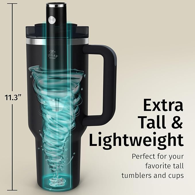 Zulay Kitchen Lux Rechargeable Milk Frother Handheld, 4 Included Whisks - Powerful 2-Speed Motor, Fully Waterproof, 2000mAh Battery - Drink Mixer For Latte, Cappuccino, Matcha, Protein Powder