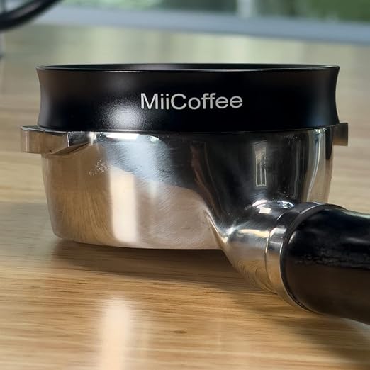 58mm Magnetic Dosing Funnel - Espresso Coffee Dosing Ring - Anodized Aluminum with 8 Magnetized Steel Compatible with 58mm Portafilter (Black)