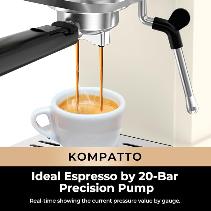 CHULUX Slim Espresso Machine with Milk Frother Steam Wand, 20 Bar Professional Italian Pump Semi Automatic Espresso Coffee Machine for Home Cappuccino & Latte Maker, Creamy