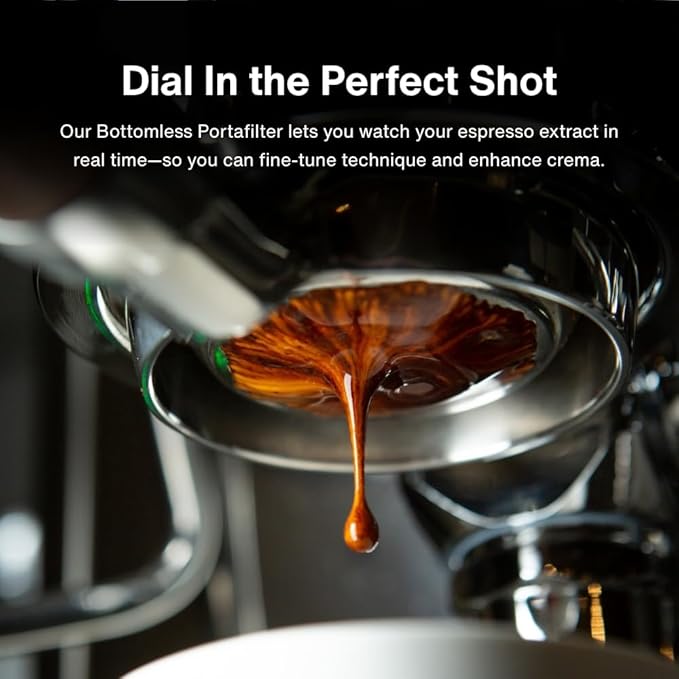 Crema Coffee Products - 54mm Bottomless Naked Portafilter - Filter Basket Included - Fits 54mm Breville Machines, Sandalwood