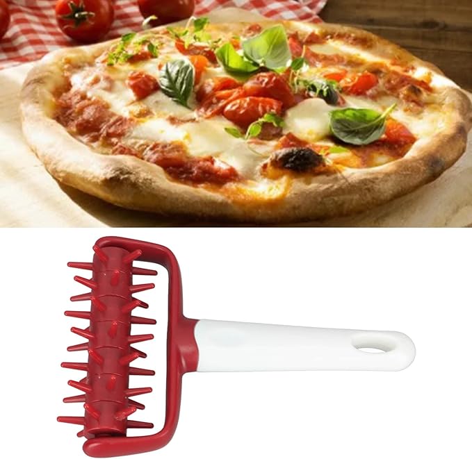 Pizza Dough Docker Roller Plastic Pizza Pin Puncher Dough Hole Maker Docking Tool Pizza Making Accessories for Cookie Pie Pastry Bread(Red)