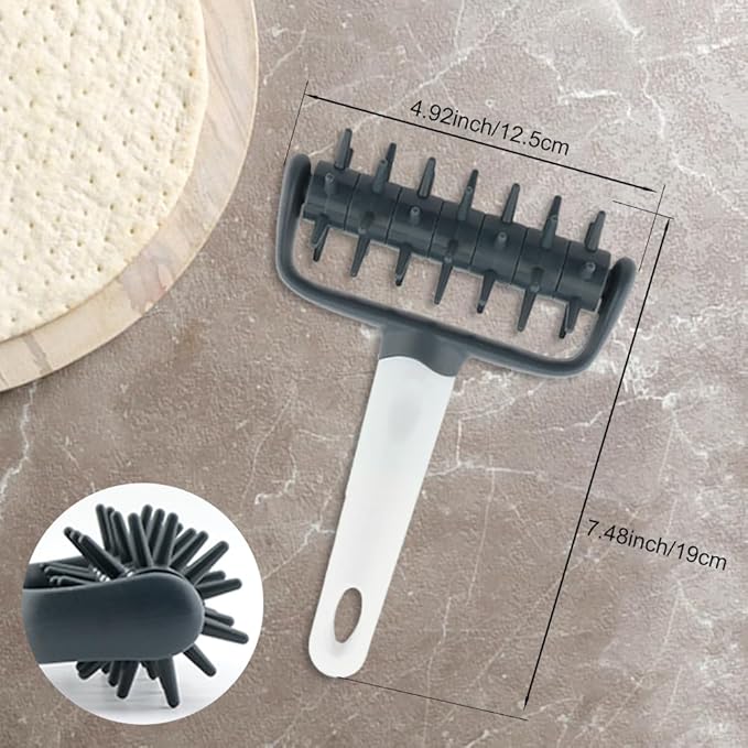 Pizza Dough Docker,Pastry Roller with Spikes Docker Dough Bubble killer Pie Docker Roller for Home Kitchen Pizza Making Accessories(COLOR:Dark grey)