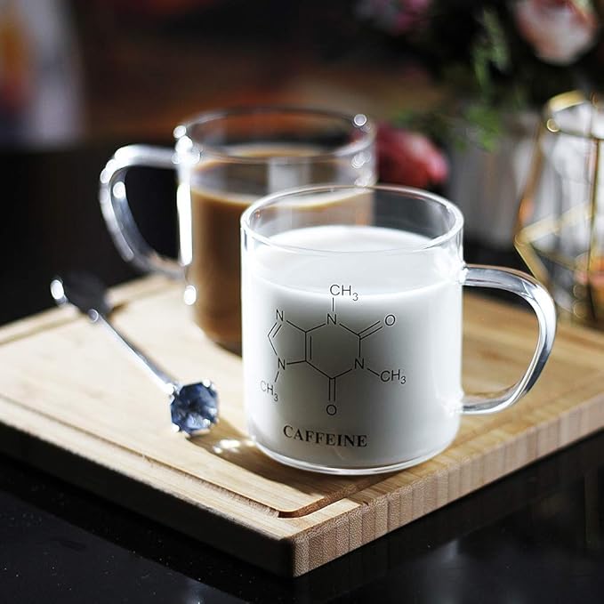 LUXU Glass Coffee Tea Mugs Set of 2,Clear Coffee Cups for Hot or Cold Beverages,Large Wide Mouth Drinking Glasses,Great for Mocha,Latte,Milk,Cappuccino,Water and Juice -14 oz