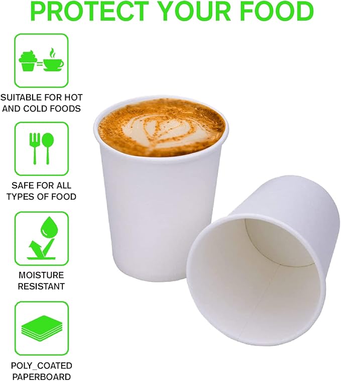 Smygoods White Disposable Paper Coffee Cups with Lids (16 OZ, 50 Count) For Hot Beverages, Tea, Espresso, Cocoa - To Go Drink Containers, Café & Office