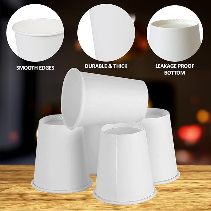 Smygoods White Disposable Paper Coffee Cups (10 OZ, 100 Count) For Hot Beverages, Tea, Espresso, Cocoa - To Go Drink Containers, Café & Office