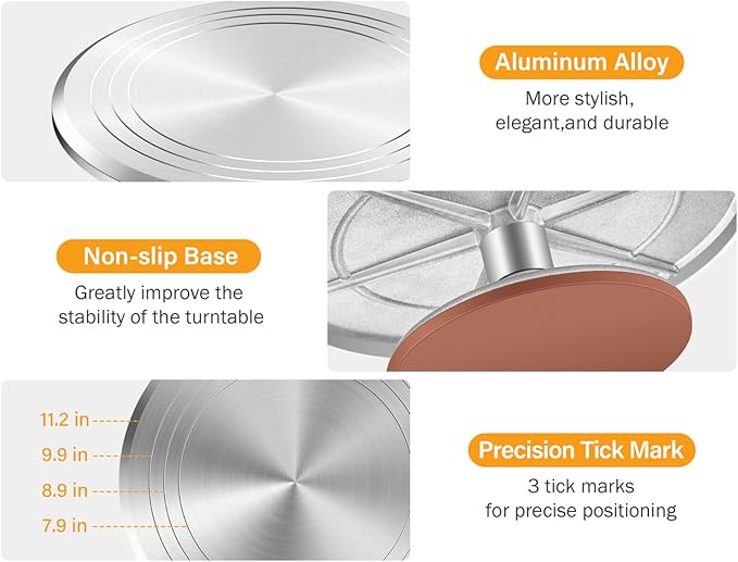 Kootek Aluminium Cake Turntable, 12 Inch Rotating Cake Stand, 35 pcs Cake Decorating Kit Supplies with 24 Numbered Icing Piping Tips, 2 Frosting Spatula, Pastry Bags and Other Baking Tools