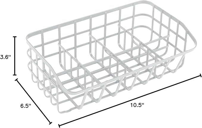 Tea Bag Organizer Caddy - Metal Tea Box Storage Holder for Cups, Pods, Packets, Condiment Accessories - White